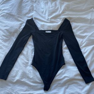 Aritzia Black Square Neck Long Sleeve Bodysuit